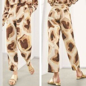 NWT MASSIMO DUTTI Limited Edition Linen Blend Animal Print Pant 4 + SLIGHT FLAW